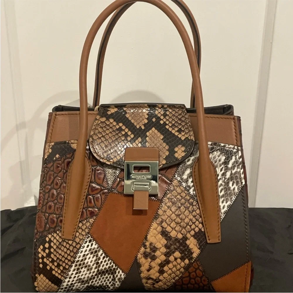 Rare RUNWAY MICHAEL KORS COLLECTION SNAKE-EMBOSSED SATCHEL.